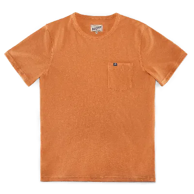 &sons Trading Co Men's Yellow / Orange Slub Pocket T-shirt Fade Orange