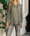 And The Why Alara Embroidered Top In Sage In Multi