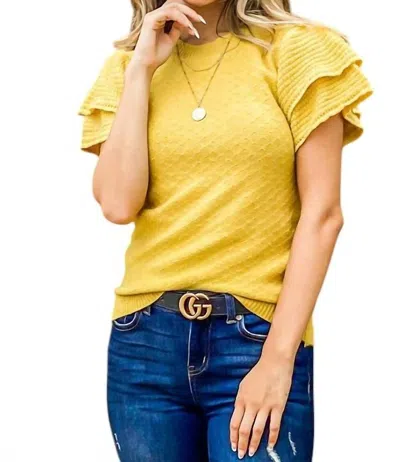 And The Why Beautiful Mind Frill Sleeve Sweater In Mustard In Yellow