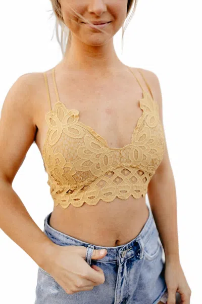 And The Why Boho Crochet Lace Bralette In Mustard In Yellow