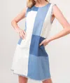 And The Why Colorblock Shift Dress In Blue In Blue