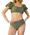And The Why Day At The Pool Swimsuit In Olive In Green