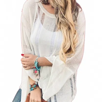 And The Why Distressed Effect Lightweight Knit Top In White In Neutral