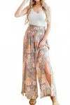 And The Why Elizabeth Floral Side Slit Wide Leg Pant In Multi In Multi