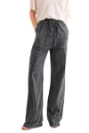 And The Why Feeling Alive Chambray Pants In Charcoal In Pink