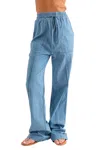 And The Why Feeling Alive Chambray Pants In Denim Blue In Multi