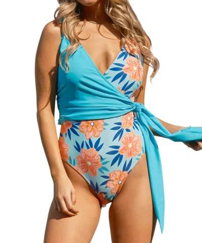 And The Why Feeling Tropical Swimsuit In Oasis In Blue