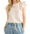 And The Why Going Astray Ruffle Sleeve Tee In Ivory In Multi