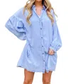 And The Why Have A Heart Chambray Dress In Light Blue In Blue