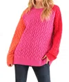 And The Why Here We Go Again Sweater In Pink Multi In Pink