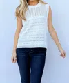 And The Why Hollowed Out Buttoned Tank Top In Ivory In Multi