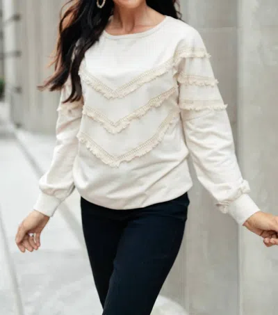 And The Why Into The Fringe Top In Beige In White