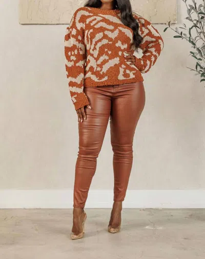 And The Why Kambree Abstract Pattern Sweater In Brown