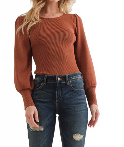 AND THE WHY KENSI RIBBED BODYSUIT IN BROWN