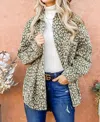 And The Why Leopard Corduroy Jacket In Olive In Green