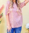 And The Why Leopard Foil Summer Sweater In Dusty Rose In Multi