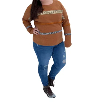 And The Why Long Sleeve Sweater Plus In Camel Brown In Yellow