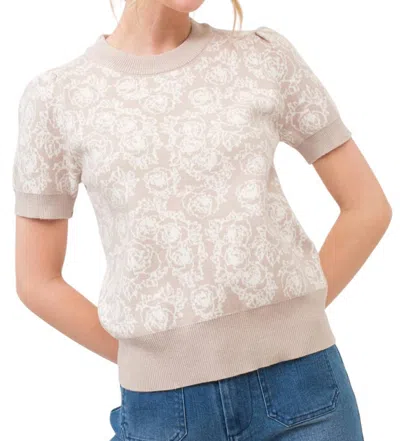 And The Why Love You So Short Sleeve Sweater In Taupe In White
