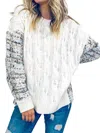 And The Why Party In The Back Sweater In Ivory Multi In White