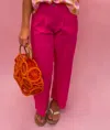 And The Why Pleated Linen Summer Trousers In Sunkissed Fuschia