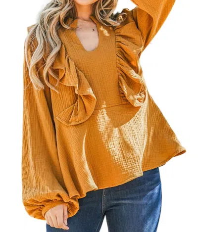 And The Why Ruffle Blouse In Rust In Multi