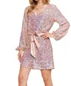 And The Why Satin Sash Sequins Romper In Pink