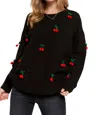And The Why Shirley Temple Cherry Pom Sweater In Black In Black