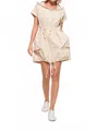 And The Why Short Sleeve Drawstring Hooded Mini Dress In Almond