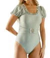 And The Why Soak Up The Sun Swimsuit In Dusty Mint In Multi