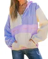 And The Why Stripe Color Block Half Zip-up Hood Windbreaker In Pink/yellow/purple In Multi