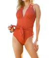 And The Why Summer Air Halter Swimsuit In Marsala In Pink