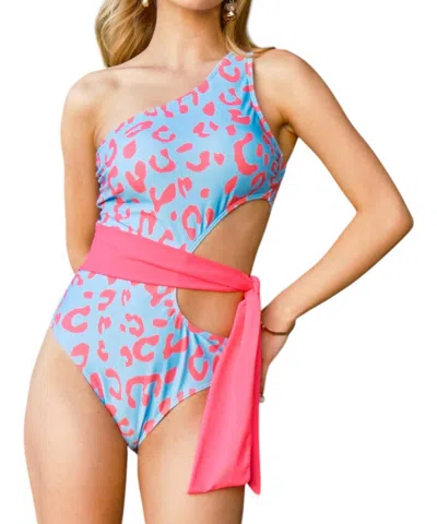 And The Why Summertime Fun Swimsuit In Blue/pink