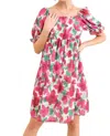 And The Why Sunshine On Your Face Floral Dress In Ivory/pink/green In Multi