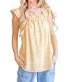 And The Why There She Goes Flutter Sleeve Top In Mustard In Yellow