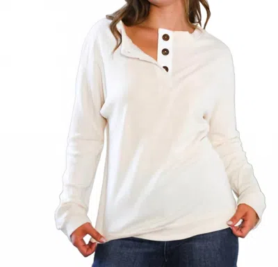 And The Why Thermal Henley Top In Cream In White