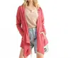 And The Why Thermal Hoodie Casual Cardigan In Rose Pink In Pink
