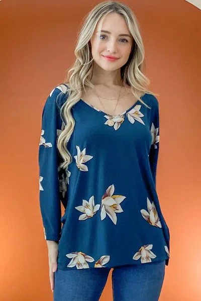 And The Why Throw It In Reversible Twist Back Top In Teal In Blue