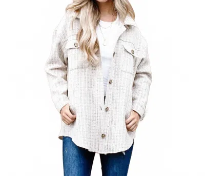 And The Why Tweed Button Down Shacket In Beige In Neutral