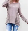 And The Why Waffle Side Lace Top - Plus In Taupe