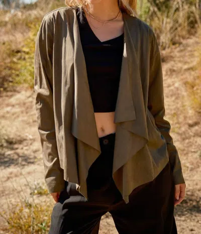 And The Why Wide Awake Sueded Moto Jacket In Olive In Green