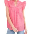 And The Why Wish We Could Gingham Blouse In Pink In Pink