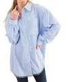 And The Why You Are Extraordinary Button Down Shirt In Blue In Blue