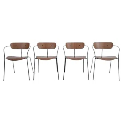 Pre-owned &tradition 4er Set  Pavillon Av2 Stühle Frost Produkt Armlehnstuhl In Brown