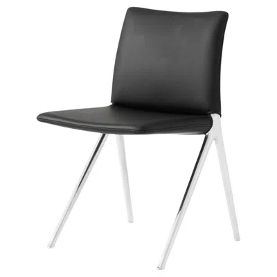 Pre-owned &tradition Kape If7 Side Chair In Black Noble Aniline Leather & Polished Aluminium For &t