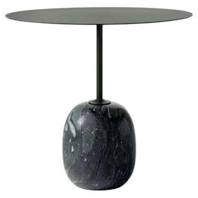 Pre-owned &tradition Lato Side Table Oval Top By Luca Nichetto In Verde Grigio Marble & Green Steel