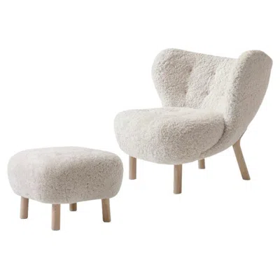 Pre-owned &tradition Little Petra Lounge Chair & Ottoman In Sheepskin With Oiled Oak Frame In Brown