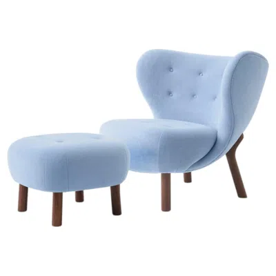 Pre-owned &tradition Little Petra Lounge Chair & Pouf By Viggo Boesen, Kvadrat Gentle0733 & Walnut-&t In Brown