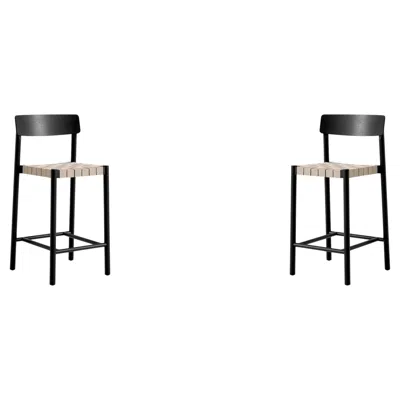 Pre-owned &tradition Pair Of Betty Tk12 Counter Chairs, Black Lacquered Ash/natural Webbing, For &t