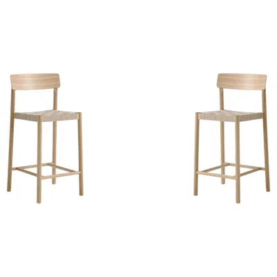 Pre-owned &tradition Pair Of Betty Tk12 Counter Chairs, Lacquered Oak/natural Webbing, Thau & Kallio In Brown