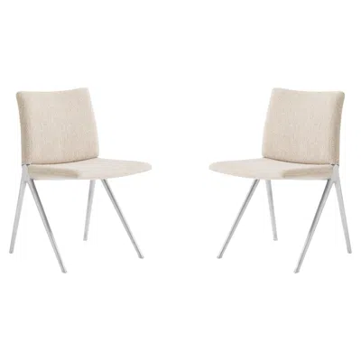 Pre-owned &tradition Pair Of Kape If7 Side Chairs In Barnum 101 Fabric & Polished Aluminium For &t In Sand